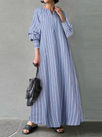 2023ฤดูร้อนใหม่ชุดแฟชั่นผ้าฝ้ายลายหลวมสบายๆไม่สม่ำเสมอ Streetwear Oversize Robe ผู้หญิง Elegant Long Dress