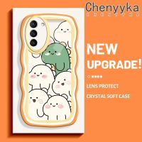 Chenyyka เคสสำหรับ Samsung  Galaxy  S21 FE S21 plus  S21อัลตร้าเคสลายไดโนเสาร์น่ารักใหม่มาการอนคลื่นกันกระแทกแบบใสเคสมือถือโปร่งใสลายกล้องถ่ายรูปที่สร้างสรรค์เคสป้องกันซิลิกาเจล