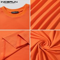 INCERUN Men Summer Fashion Short Sleeve Crop Top+Short Pant Solid Color 2Pcs Set