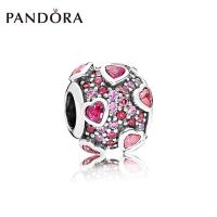 แพนดอร่า PANDORAˉcharm pandoraˉ Beaded Full of Love 925 Silver String 796555CZSMX Pink DIY Beaded Jewelry Female charm woman