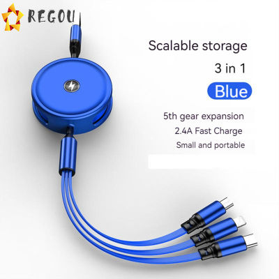 3 In 1 Fast Charging Cable Multi Port 3a Fast Charge Data Cable Retractable Compatible For Huawei Android