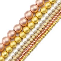 JHNBY Matte Rose Gold Plated Round Hematite Natural Stone 2/3/4/6/8/10mm Spacer Loose Beads For Jewelry Making Diy accessories