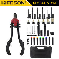 HIFESON 619สาม-In-One Multi-Function เครื่องมือคู่มือ Rivet Rivet Nut เครื่องมือ Riveting เล็บเครื่อง90PCS ถั่วสำหรับ M3 M4 M5 M6 M8 M10 50PCS เล็บ Rivets ชุดติดตั้งง่าย DIY เครื่องมือ