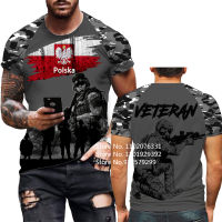 2023 newArmy Veteran Camouflage Poland Flag 3D Printed T Shirt Short Sleeve Streetwear Fashion Casual Soldier Sports Tee