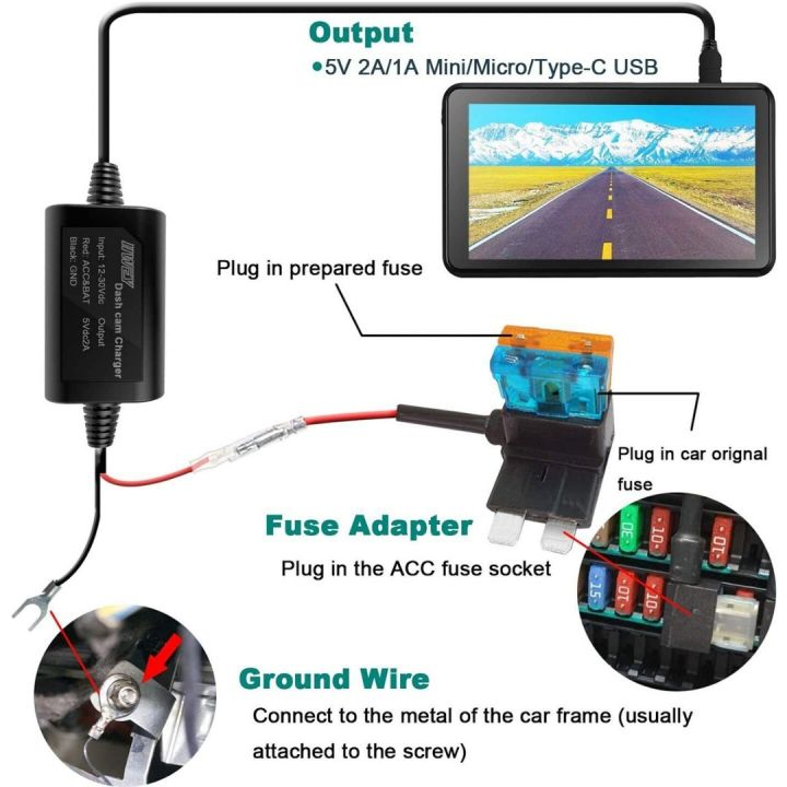 5v-2a-micro-usb-car-hard-wire-kit-box-universal-hardwire-charger-adapter-car-sockets-for-dash-cam-camera-dvr