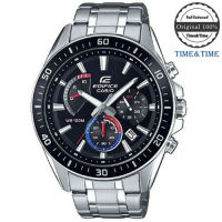 Time&amp;Time CASIO Edifice นาฬิกาข้อมือผู้ชาย สีดำ/น้ำเงิน/แดง สายสแตนเลส รุ่น EFR-552D-1A3VUDF (CMG)