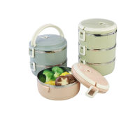 ปิ่นโตสแตนเลส ปิ่นโตใส่อาหาร กล่องใส่อาหาร กล่องอาหารกลางวัน 2 ชั้น ทรงกลม Lunch Box Food รุ่น 5319