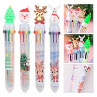 OKDEALS 6/10สีน่ารักตกแต่งโรงเรียนสุขสันต์วันคริสต์มาสเครื่องเขียนซานตาคลอสปากกาการ์ตูนลูกบอล-ปากกาชี้