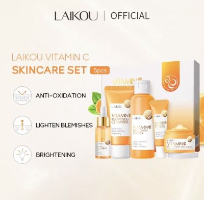 LAIKOU Vitamin C Brightening Skin Care Set Moisturizing Whitening Anti-aging 5pcs Sets