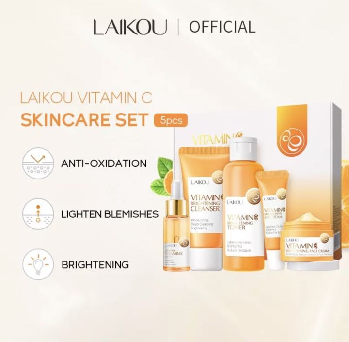 laikou-vitamin-c-brightening-skin-care-set-moisturizing-whitening-anti-aging-5pcs-sets