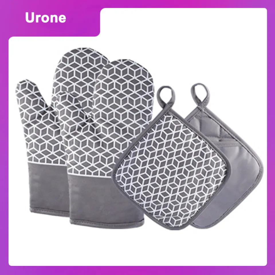 4pcs/set Grey Oven Mitts And Pot Holders, High Heat Resistant (up To 500  Degrees) Extra Thick Long Kitchen Oven Glove For Cooking