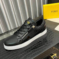 Fendi รองเท้าผ้าใบสีดำสุดหรูสำหรับผู้ชาย,รองเท้ากีฬาลำลองระบายอากาศได้ดีมีซิป