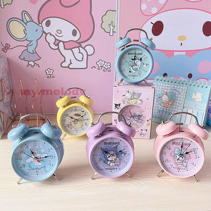 Kawaii Hello Sanrio Alarm Clock Anime Cinnamoroll Cartoon Desktop Night