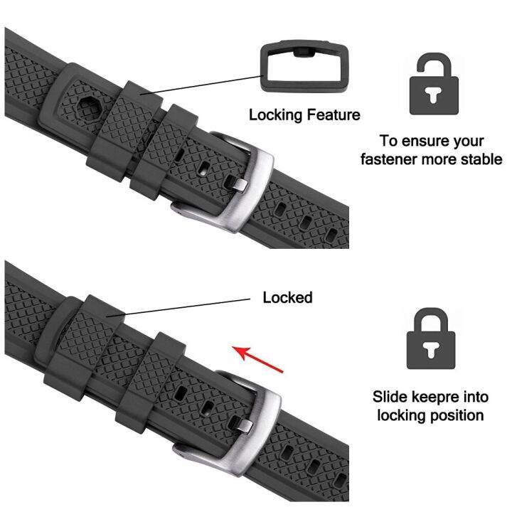 Luxury Summit FKM Rubber Watch Band 20mm 22mm Quick Release Strap Slide