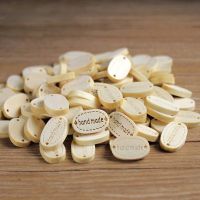 50pcs 2 Holes Sewing Wood Buttons Hand Made Word Scrapbooking Crafts 19 x 12mm Decorate bottoni botoes W2001 Haberdashery