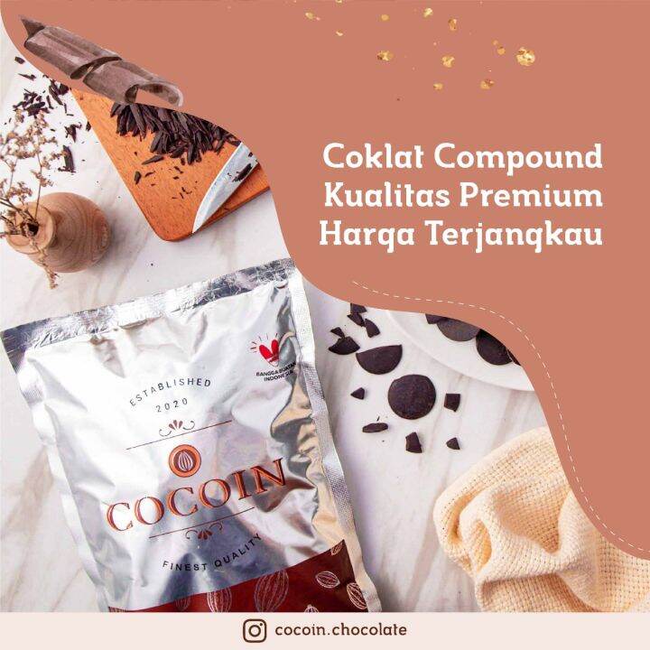 Cocoin Dark Compound Dark Compound Chocolate Coin 1 Kg Coklat