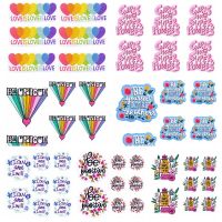 Pulaqi 10 PCS Wholesale Letter Stripes Patch Inspirational Embroidered Patches For Clothing Stickers Flower Patches For Clothes