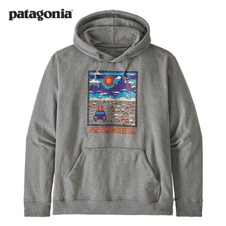 เสื้อสเวตเชิ้ตผู้ชายลำลองเสื้อฮู้ดทรงหลวมถนนภาคสนาม-patagonia