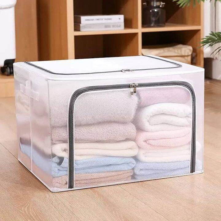 Steel frame storage box folding nylon transparent waterproof clothing
