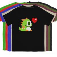 Pixel T-Shirts for Men Arcade Game Fun Little Game Bubble Bobble Novelty Pure Cotton Tees Camisas Men T Shirts Tshirts