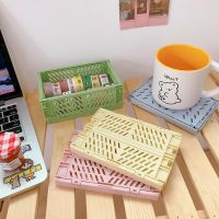 Mini Folding Plastic Storage Box Foldable Case Desktop Carrying Basket