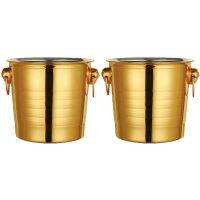 2PC 3L Stainless Steel Ice Bucket Thick Tiger Head Ice Bucket Party Ice Bucket (Gold)