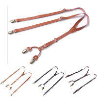 15 มม.VINTAGE PU หนังผู้ใหญ่ H กลับสายรัดปรับ Suspender ผู้ชาย Jean สูทตะขอทองเหลือง Clip-On วงเล็บกางเกงสำหรับชุด-VXCB MALL