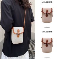 Summer summer high-end niche Messenger bag women 2023 new contrast color canvas mobile phone bag all-match shoulder bag 【BYUE】