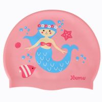 【CW】 Cartoon Silicone Cap Children Elastic Swim Pool Bathing Caps for and Short Hair