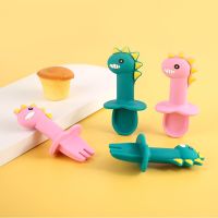 Silicone Baby Led Weaning Feeding Spoon Kids Tableware Childrens Cutlery Set Dinosaur Food Utensils Table Forks Training Kit Bowl Fork Spoon Sets