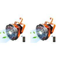 2X Camping Fan with LED Lantern, 25 Hours Portable Battery Operated Fan with Hang Hook, Rechargeable Outdoor Tent Fan