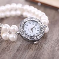 ☌✇☇ Women Watch Simulated Pearl Rhinestone Luxury Fashion Elegant Wrist Band Bracelet Jewelry Gifts Lady Elastic Universal Charms