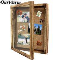 OurWarm Shadow Box Frame 13.7x11" Display Case with Linen Back Memorabilia Awards Medals Photos Memory Box Carbonized Black