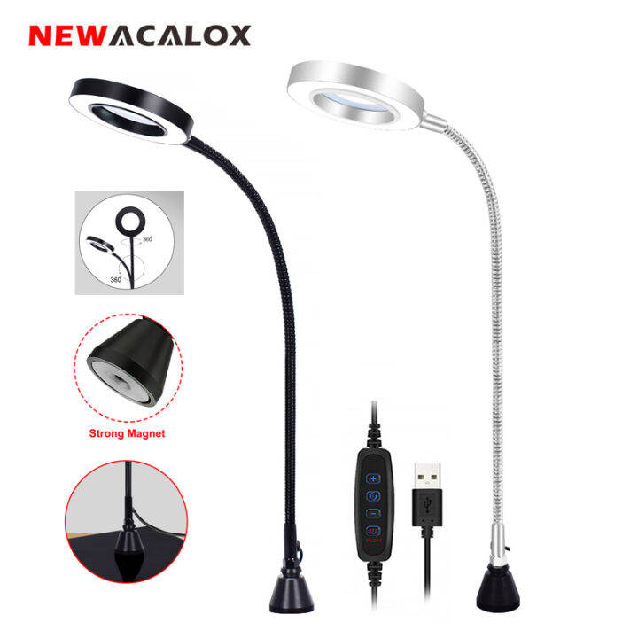 newacalox-usb-strong-magnetic-3x-magnifying-glass-led-light-illuminated-magnifier-flexible-arm-for-reading-workbench-soldering