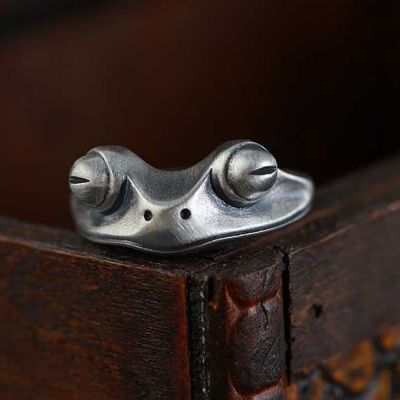 Fashion New Retro Frog Ring Womens Art Design Retro Uni Womens Statement Ring Silver Gift