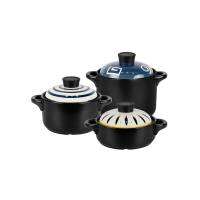 COCOGU - [เซ็ต 6 ชิ้น] COCOGU หม้อเซรามิกพร้อมฝาปิดสไตล์ญี่ปุ่น CWC1002  - Black / Black COCOGU Ceramic pot with Japanese style lid CWC1002 6 pieces set [# KITCHEN - เครื่องครัว ] [#  lazada ลาซาด้า central online ]