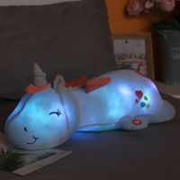 202160CM Lovely Rainbow Glowing Light Unicorn Plush Toys For Children Soft Stuffed Cute Luminous Animal Pillow Dolls Kids Xmas Gift