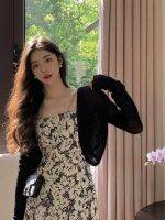 ㍿✽ Sun protection cardigan outer blouse top for women in summer versatile small waistcoat hollow shawl thin black knitted sweater for women