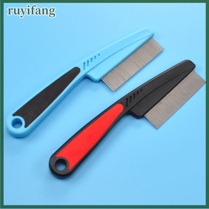 ruyifang-pet-dog-comb-กำจัดเห็บหมัดเหาสแตนเลสหวีสุนัขขนแมวเครื่องมือแต่งตัว