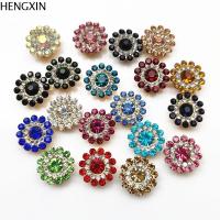 HENGXIN 10PCS 14mm งานฝีมือ DIY ที่เป็นประกาย เครื่องประดับหมวก รูปดอกไม้ พลอยเทียม ปุ่ม ตกแต่งเสื้อผ้า หินแก้วคริสตัล