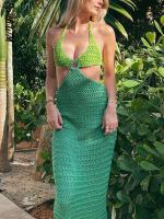 y Hollow Fishnet Mesh Maxi Dresses Women 2022 Party See Through Bodycon Backless Long Dresses Summer Beach Holiday Outfits