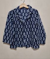 HERITAGE INDIA Indigo Blue hand Block printing cotton top