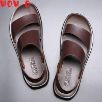 Summer Dress Men Sandals Leather New 2023Fashion Vintage Men Shoes High Quality Soft Comfort Casual Flats Beach Male Slippers