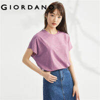 GIORDANO ผู้หญิง ไม้ไผ่ผ้าฝ้ายถักตัวอักษรพิมพ์เสื้อยืดคอกลมแขนยาว Free Shipping 13323306