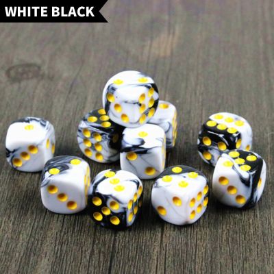 ；。‘【； 10Pcs 16Mm Acrylic Round Corner Dice D6 Dots Patterned Two-Color Game Dice For Club Party Entertainment Toys