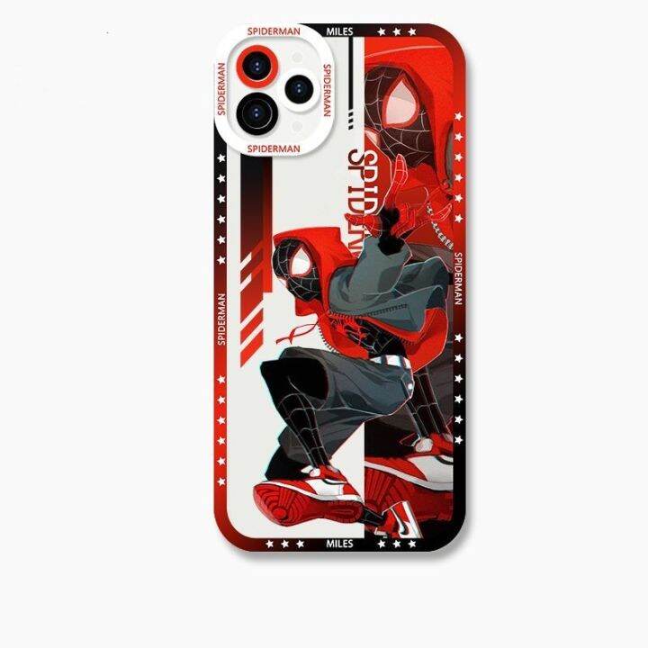 เคสสำหรับ-iphone-11-12-13-pro-max-เคสมือถือ-marvel-spider-man-ไมล์-gwen-punk-hobie-นุ่มป้องกันการตกป้องกัน-ins-ซิลิโคนลายการ์ตูนใส-tpu