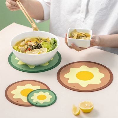【CW】 Multifunctional Round Resistant Pvc Silicone Cup Coasters Non-Slip Pot Holder Table Placemat Accessories