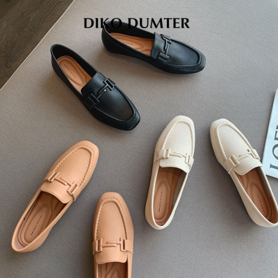 DikoDumter รองเท้าโลฟเฟอร์สีทึบโมดอลเกาหลีสำหรับแฟชั่นสำหรับผู้หญิงด้านล่างที่อ่อนนุ่มรองเท้าส้นเตี้ยสลิปออน