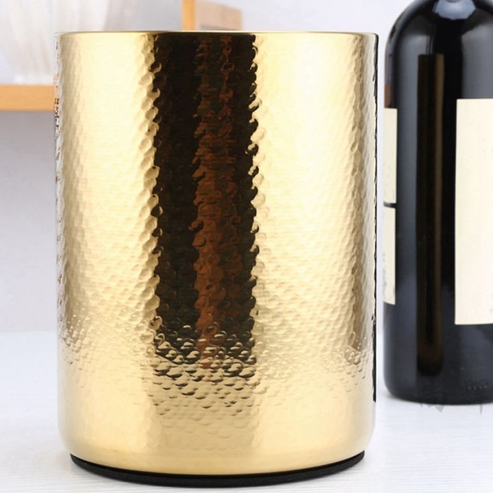 stainless-steel-champagne-bucket-home-hammered-ice-wine-bucket-ktv-wine-cooler-ice-square-bucket-beer-bucket