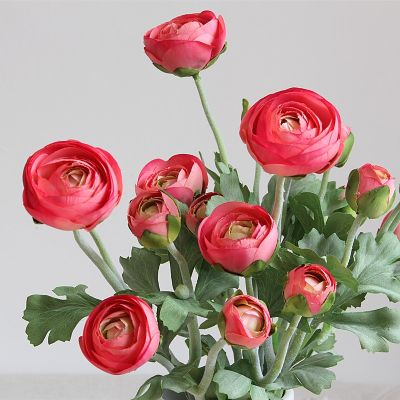 【cw】 Artificial Ranunculus Flowers with RealStem FauxWedding Decoration HouseholdArtificial Flowers